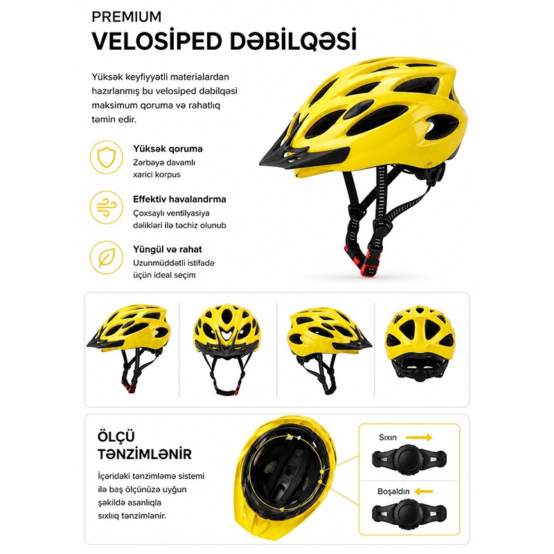 Velosiped dəbilqələsi sarı rəng